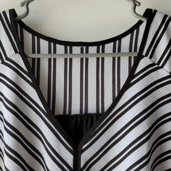 Black Striped Ruffle Sleeve Blouse - Picture 3 of 4
